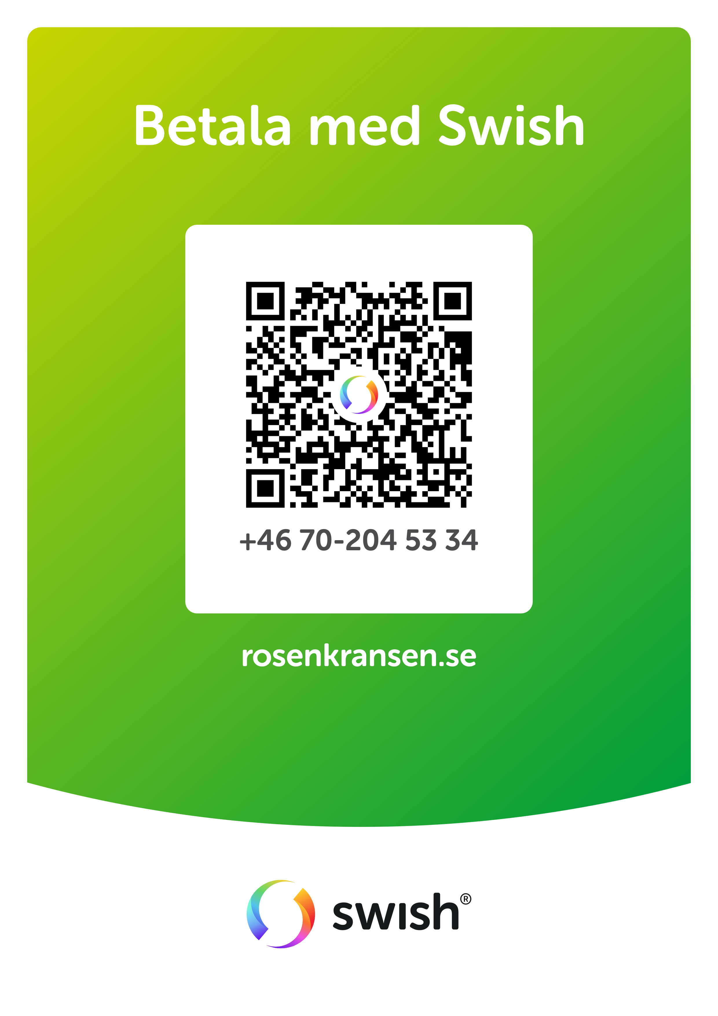 Swish QR-kod för frivillig donation till Rosenkransen